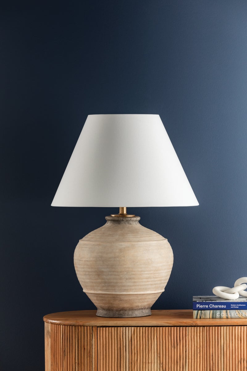 Malta Ceramic Table Lamp styled in a room