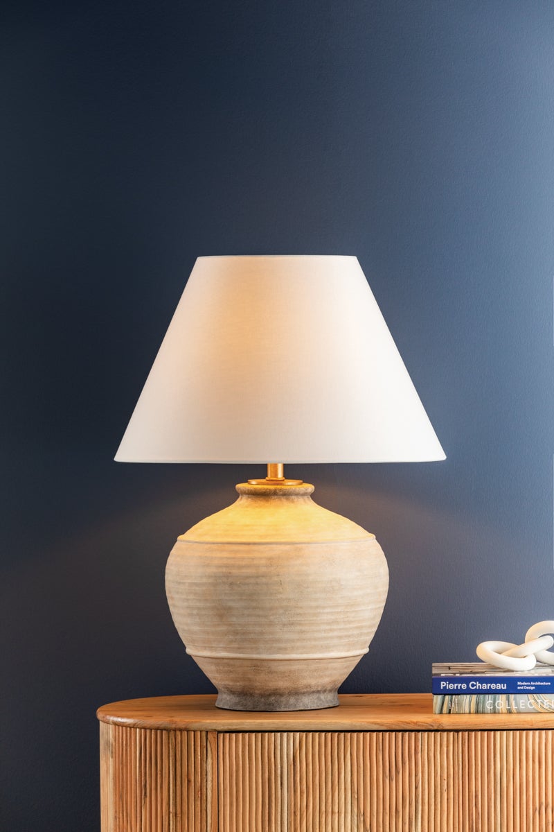 Malta Ceramic Table Lamp styled in a room 2
