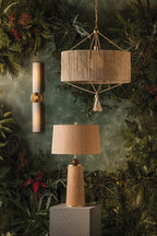 January Walnut and Jute Table Lamp styled in a room 3