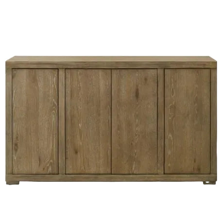 Wooden cabinet with four doors on a white background