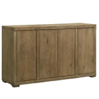 Wooden sideboard with four doors on a white background
