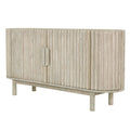 Wooden sideboard with a striped pattern on a white background