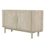Wooden sideboard with a striped pattern on a white background