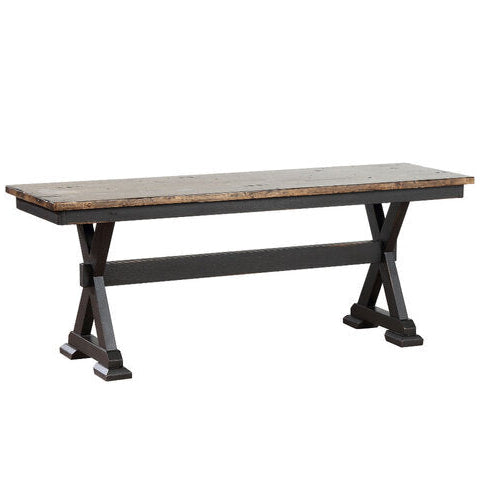 Long wooden table on a white background