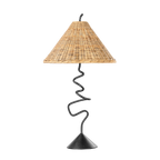 Alaric Rattan Shade Table Lamp in Forged Iron