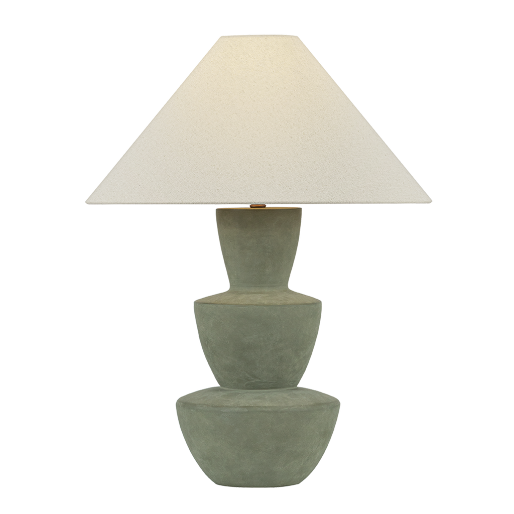 Kamas Stacked Ceramic Table Lamp in Oak Moss