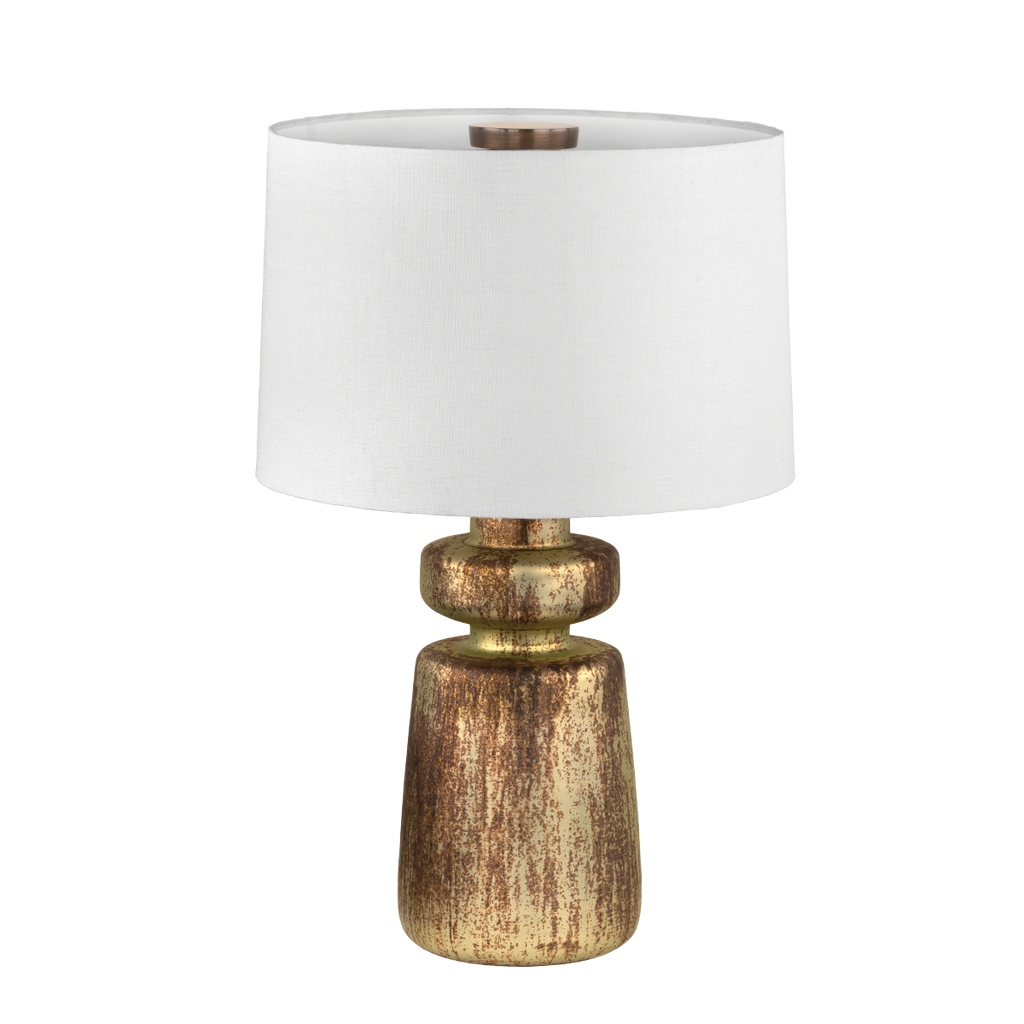 Tall Terron Glass Table Lamp in Patina Brass