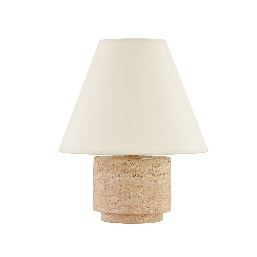 Bronte Travertine Table Lamp in Patina Brass
