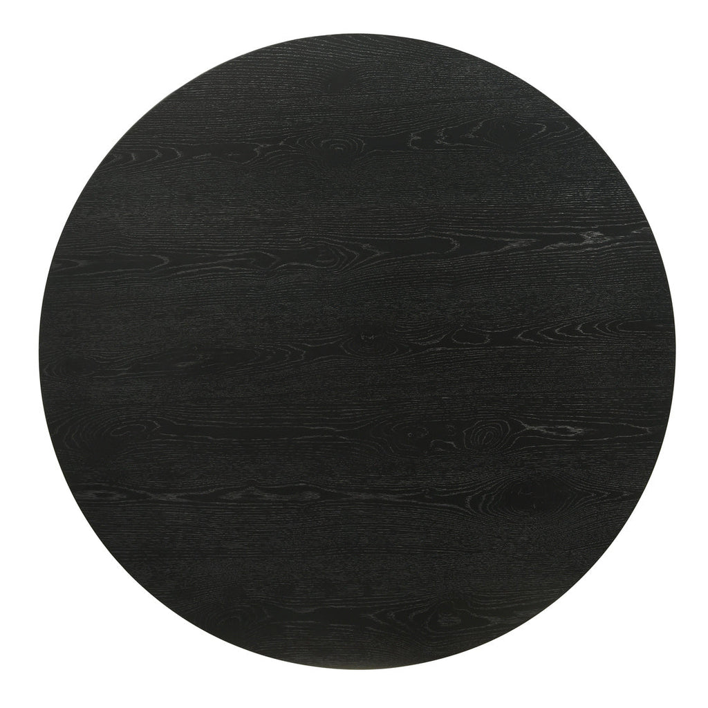 Black circular rug on a white background