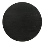 Black circular rug on a white background