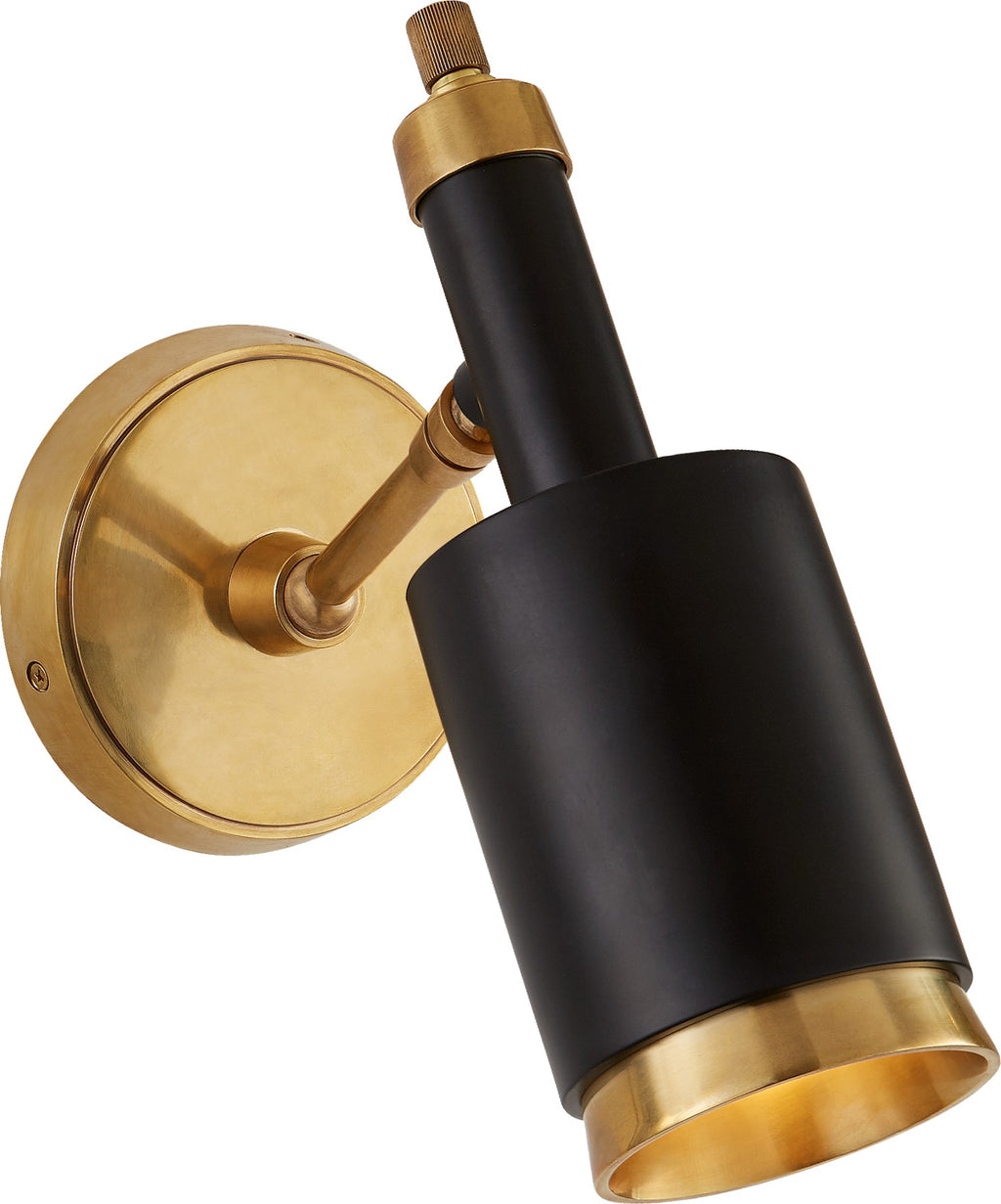 Anders Small Articulating Wall Light in Brass and Black