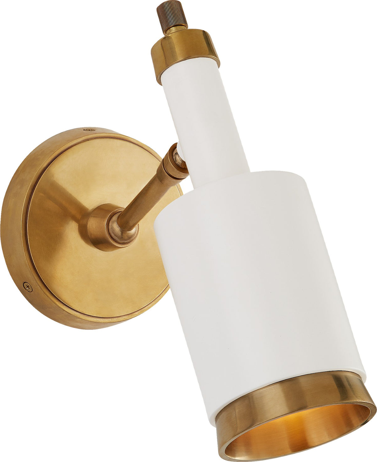 Anders Small Articulating Wall Light in Brass and White