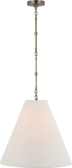 Goodman Medium Hanging Light in Antique Nickel with Linen shade