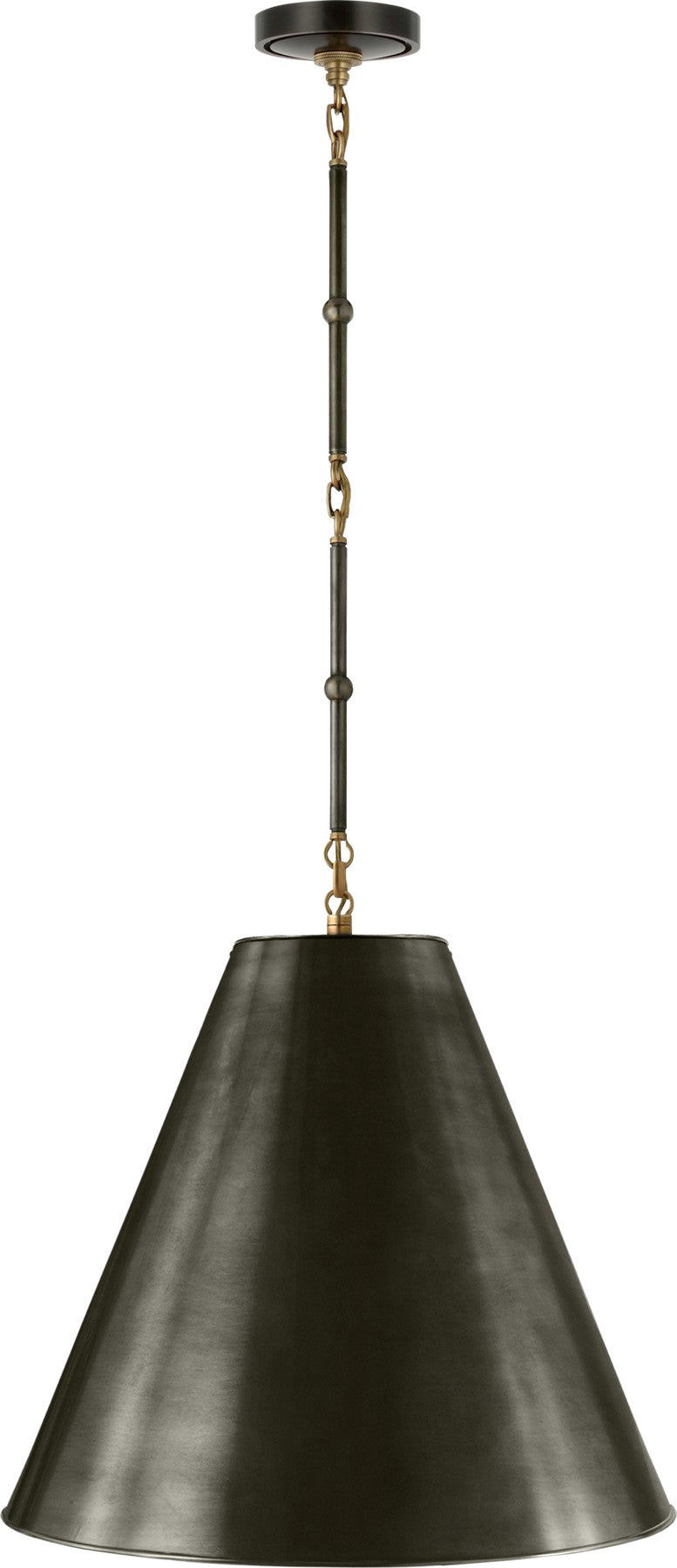 Goodman Medium Hanging Light in Bronze and Brass with Bronze shade