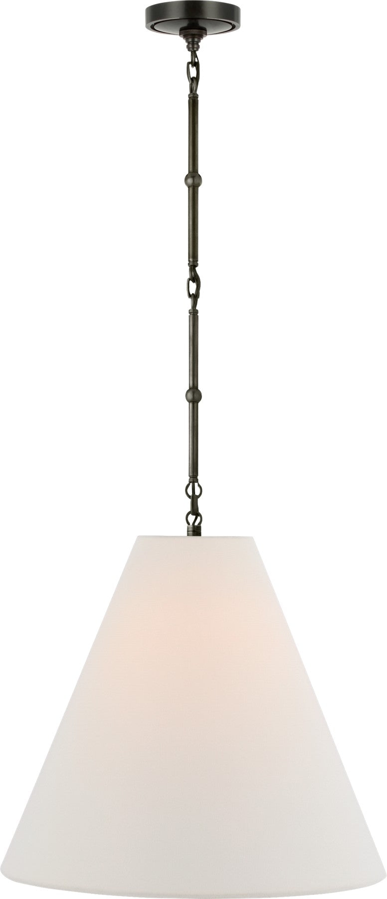 Goodman Medium Hanging Light in Bronze with Linen shade