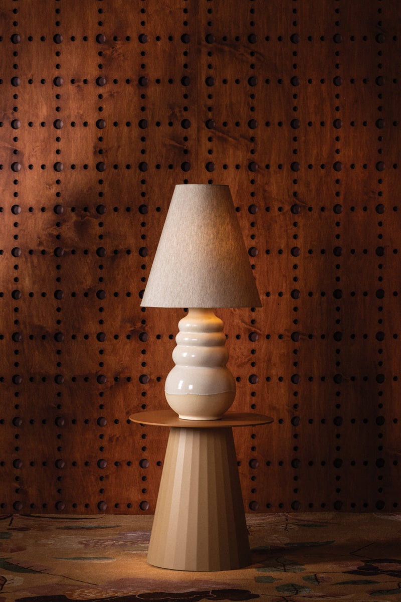 Tybee Ceramic Table Lamp by Celerie Kemble styled in a room 3
