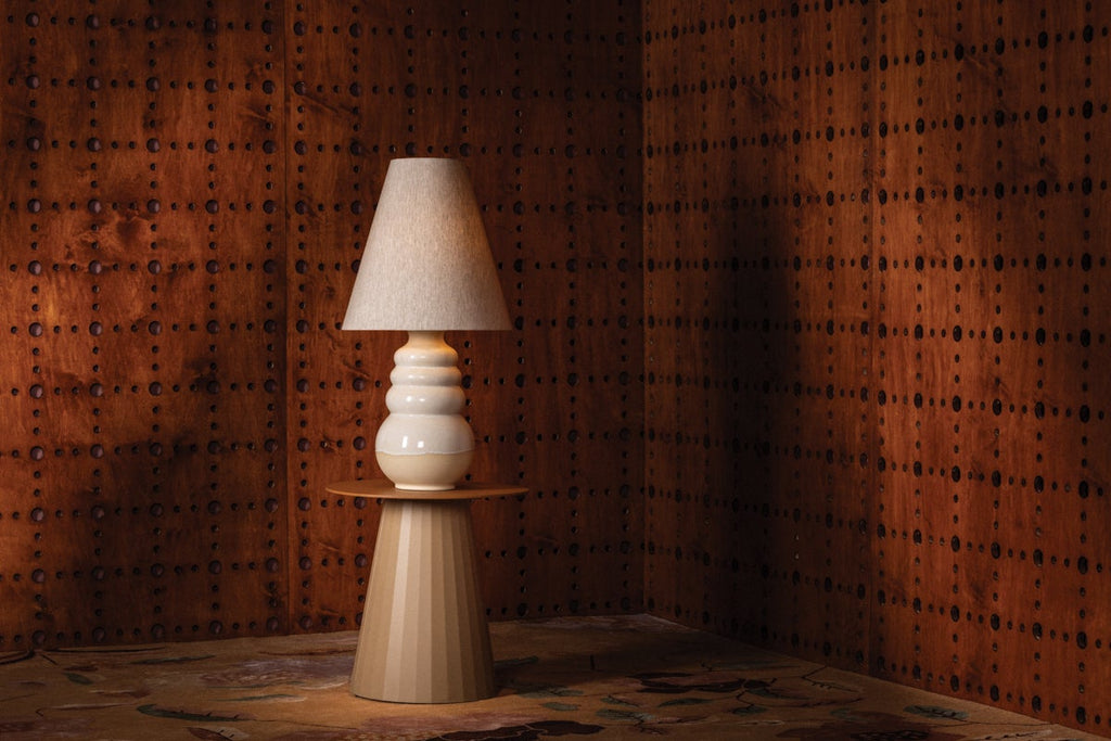 Tybee Ceramic Table Lamp by Celerie Kemble styled in a room 2