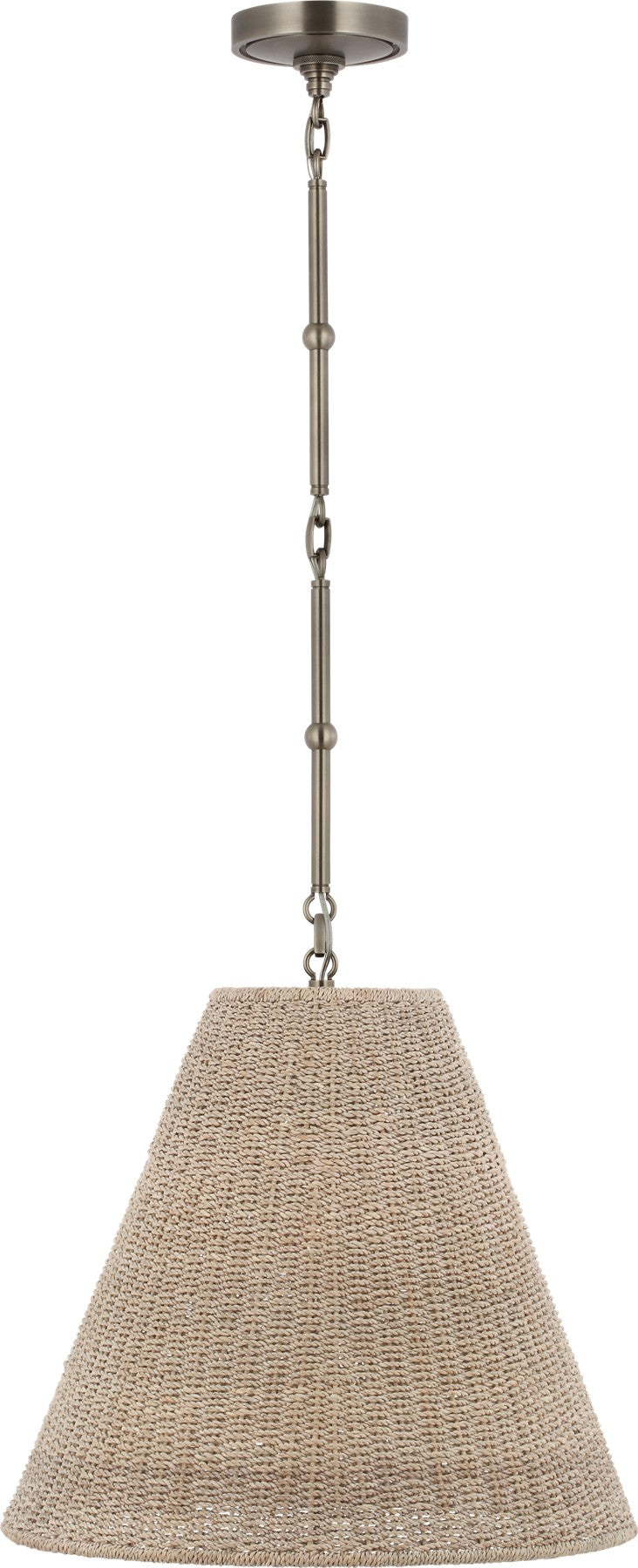 Goodman Medium Hanging Light in Antique Nickel with Ash shade
