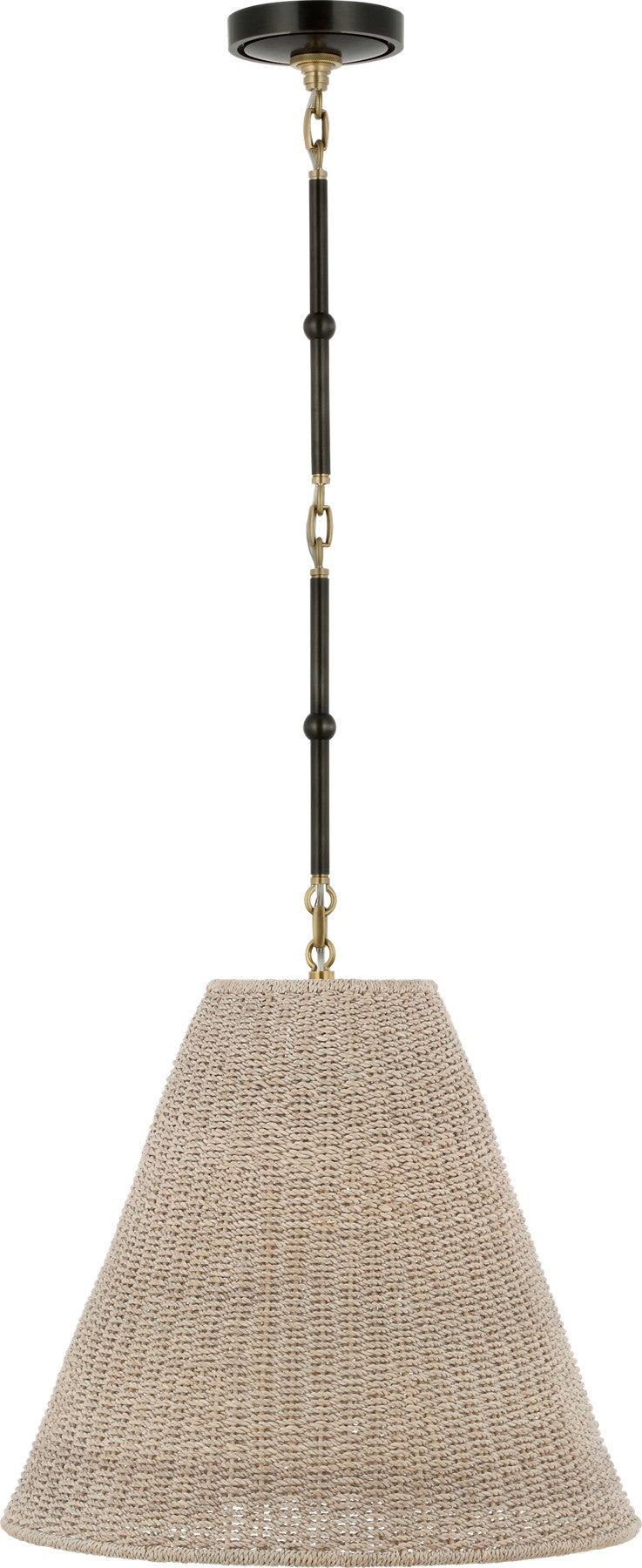 Goodman Medium Hanging Light in Bronze and Brass with Ash shade