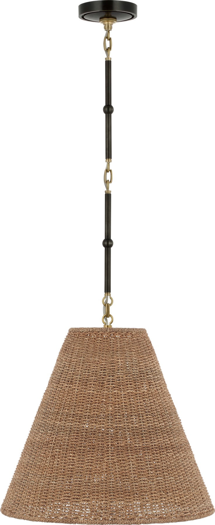 Goodman Medium Hanging Light in Bronze and Brass with Toast shade