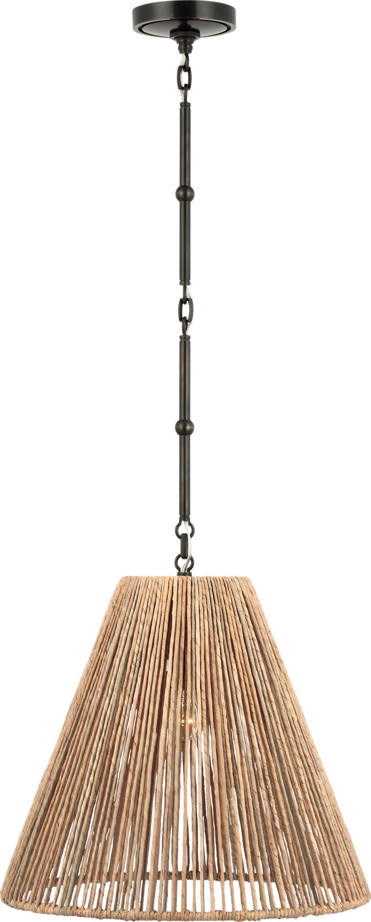 Goodman Medium Hanging Light in Bronze with Natural Abaca shade
