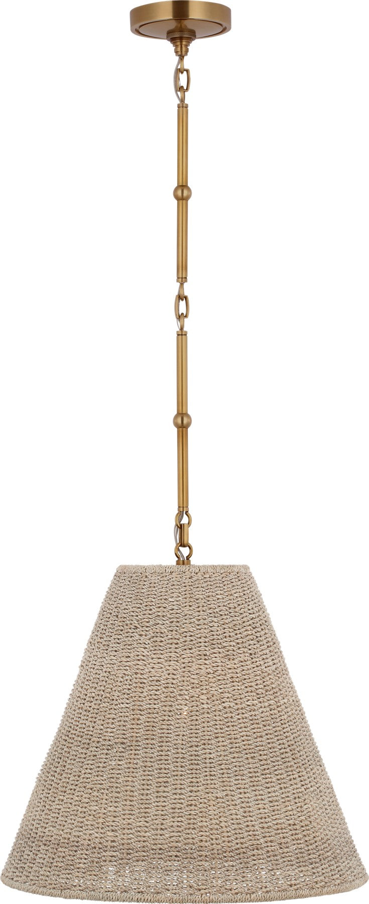 Goodman Medium Hanging Light in Hand-Rubbed Antique Brass with Ash shade