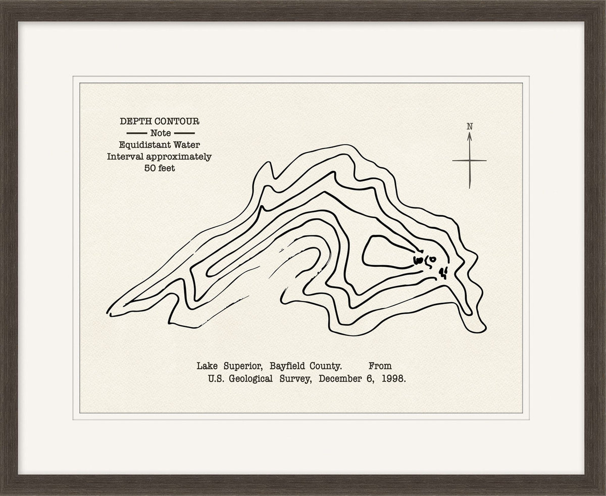 Lake Superior Map wall art by Wendover Art