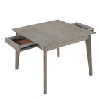 Gray wooden desk with a drawer on a white background