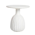 White textured side table on a white background