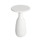 White textured side table on a white background