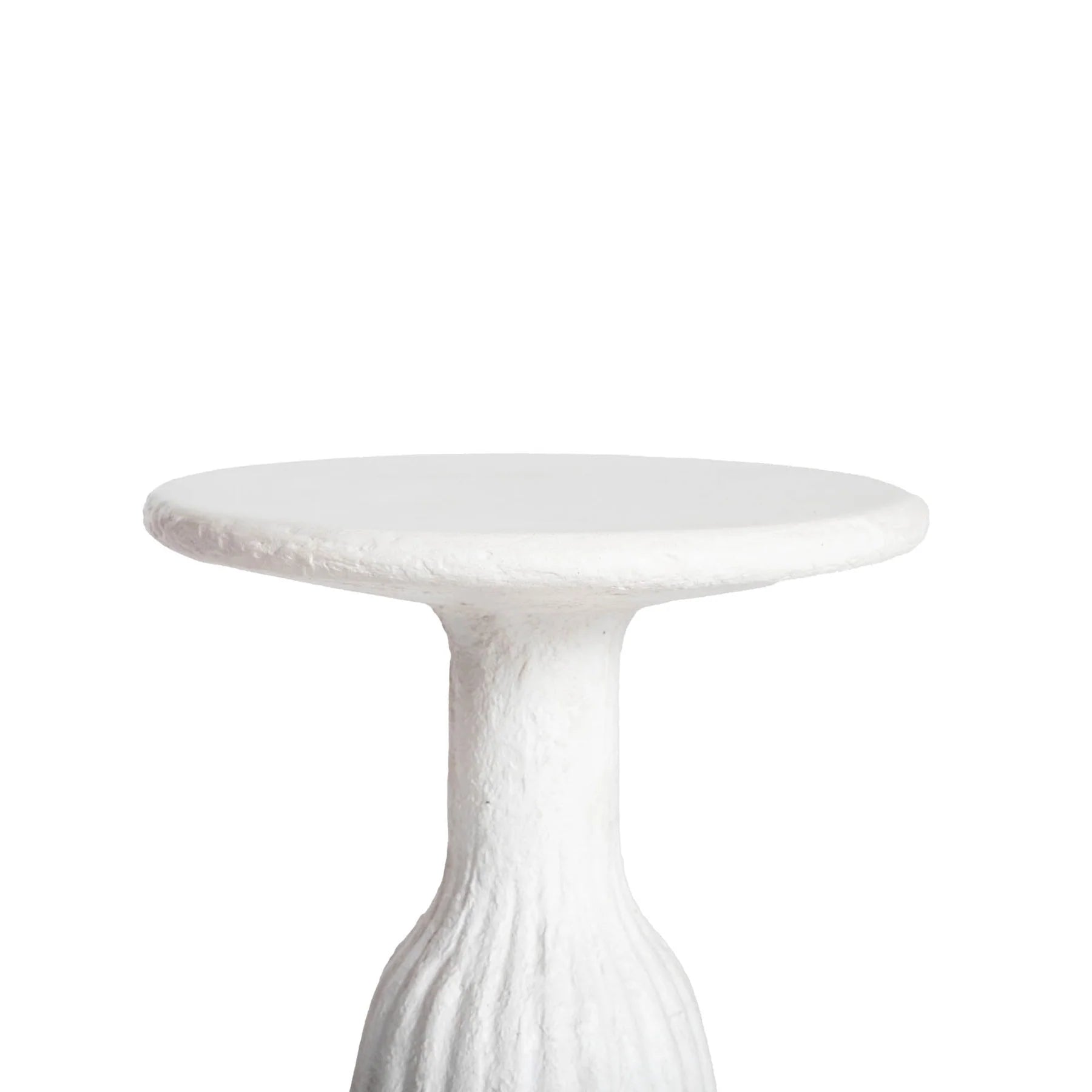 White marble side table on a white background