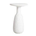 White textured side table on a white background