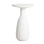 White textured side table on a white background