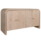 Wooden sideboard with three doors on a white background