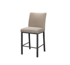 Beige bar stool with black legs on a white background