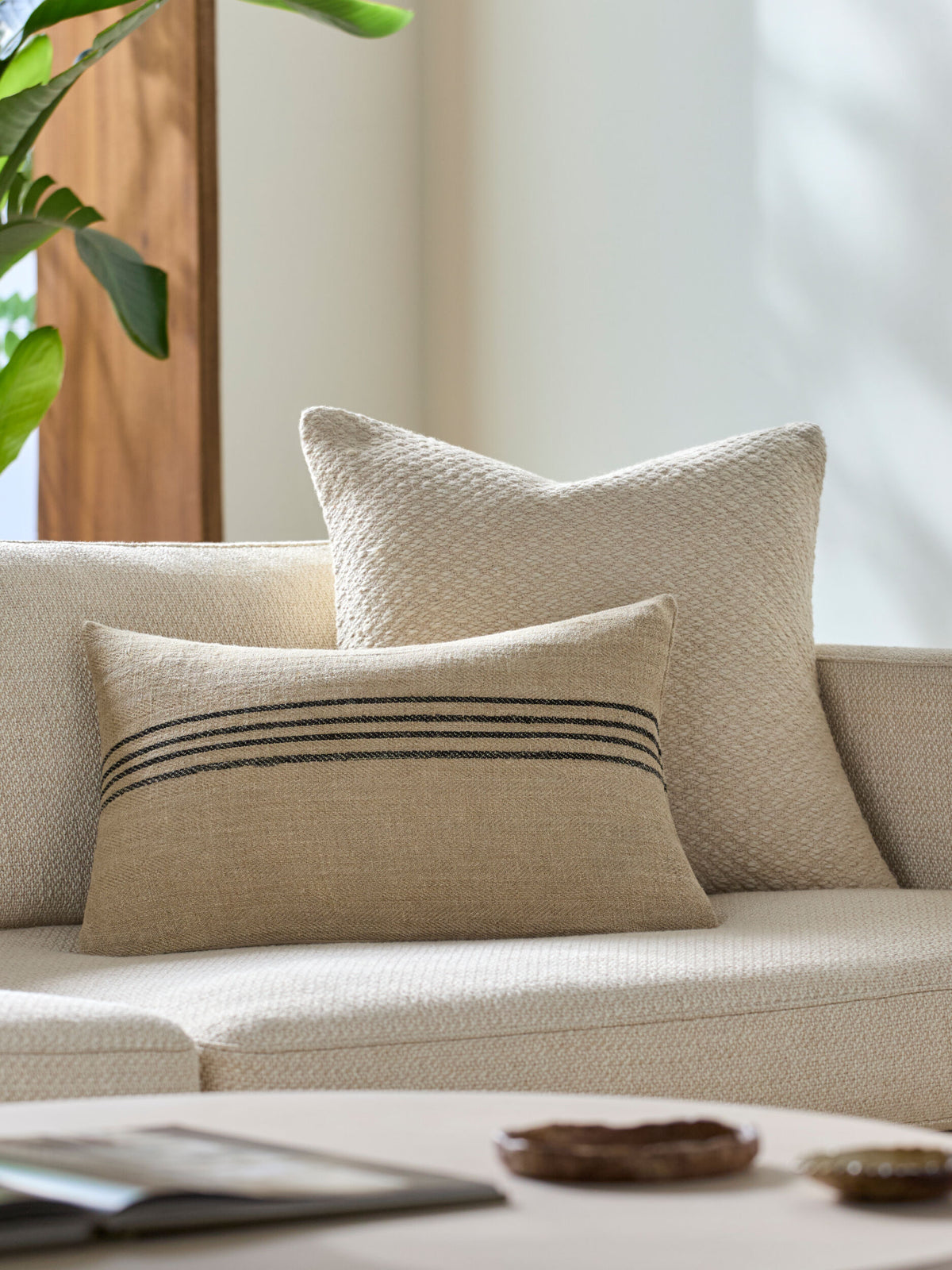 Brett Pillow in Beige / Black by Surya - detail