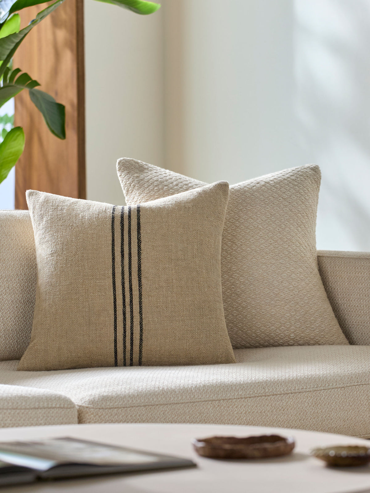 Brett Pillow in Beige / Black by Surya - detail