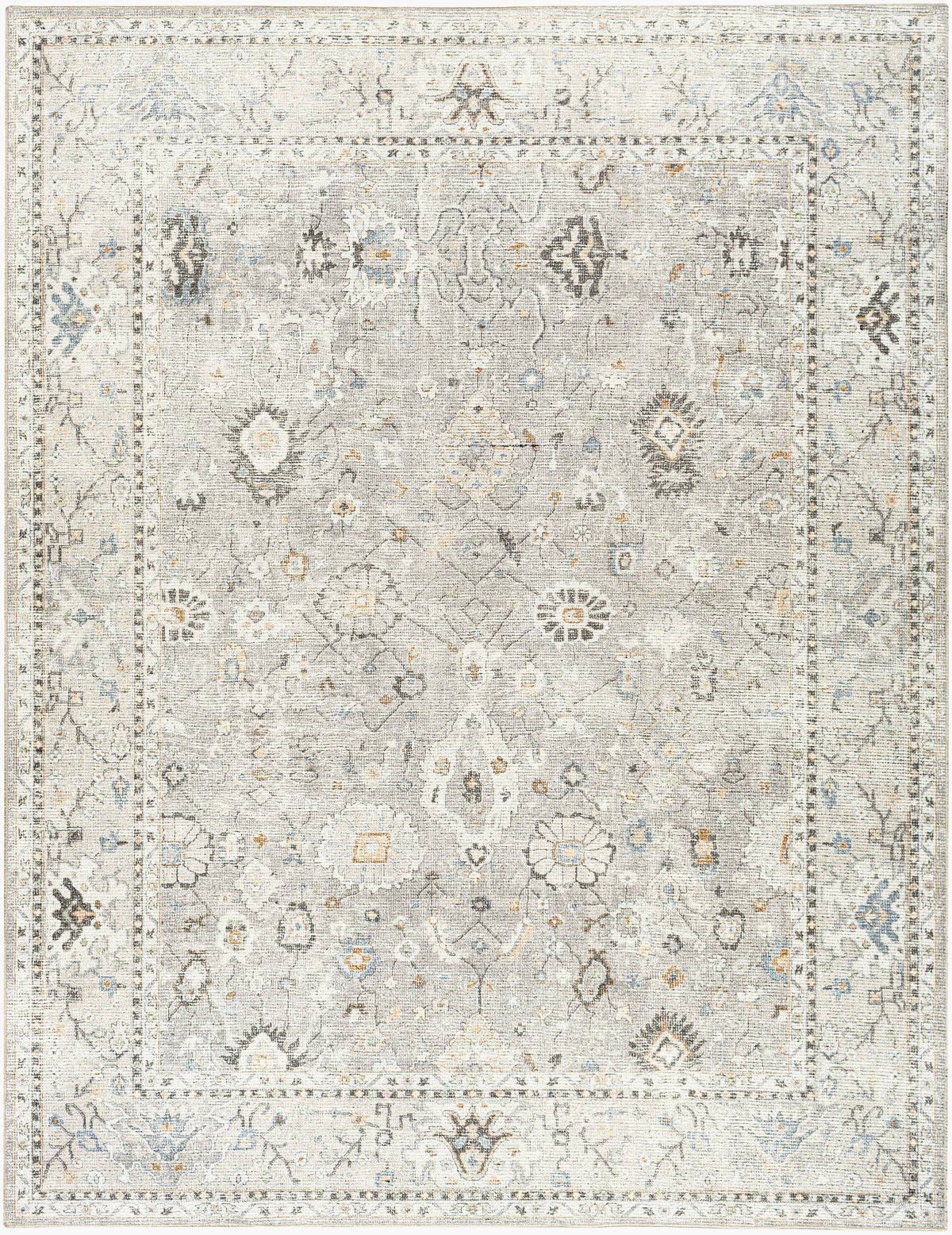 Davina Machine Woven Rug in Light Grey