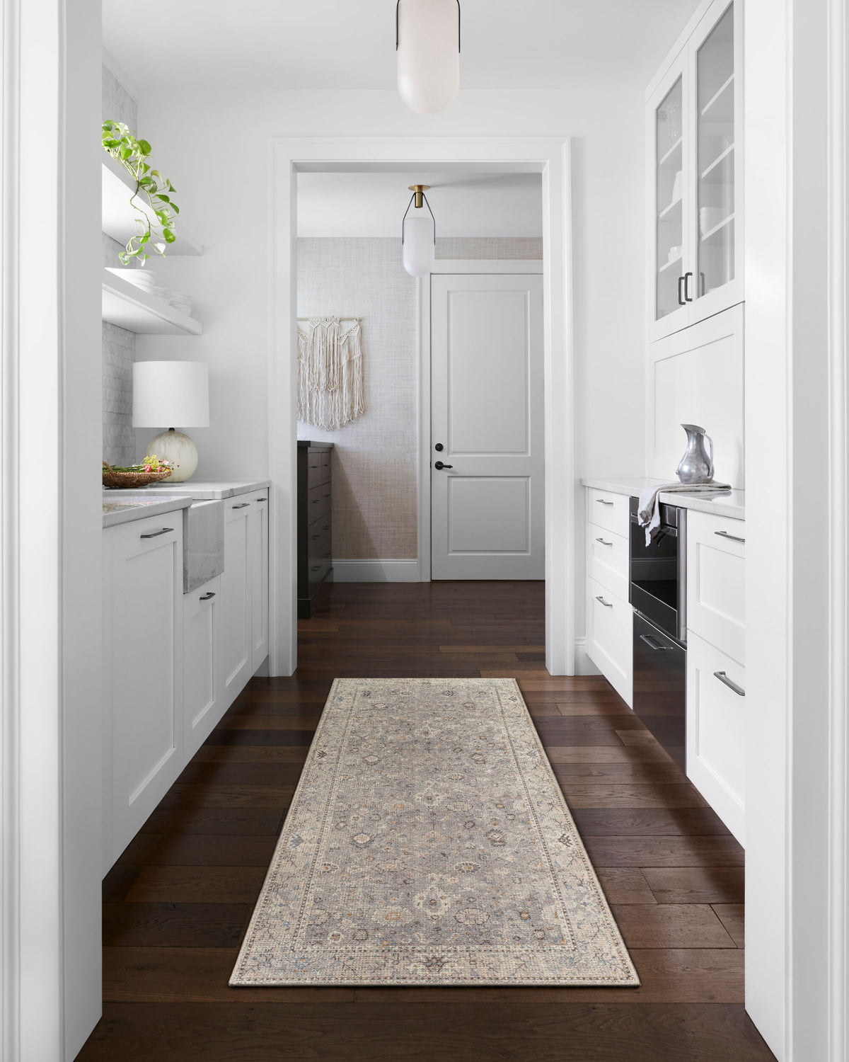 Davina Machine Woven Rug styled in a room