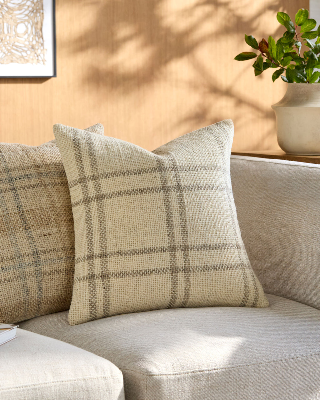 Ladera Pillow in Ivory / Taupe by Surya - detail