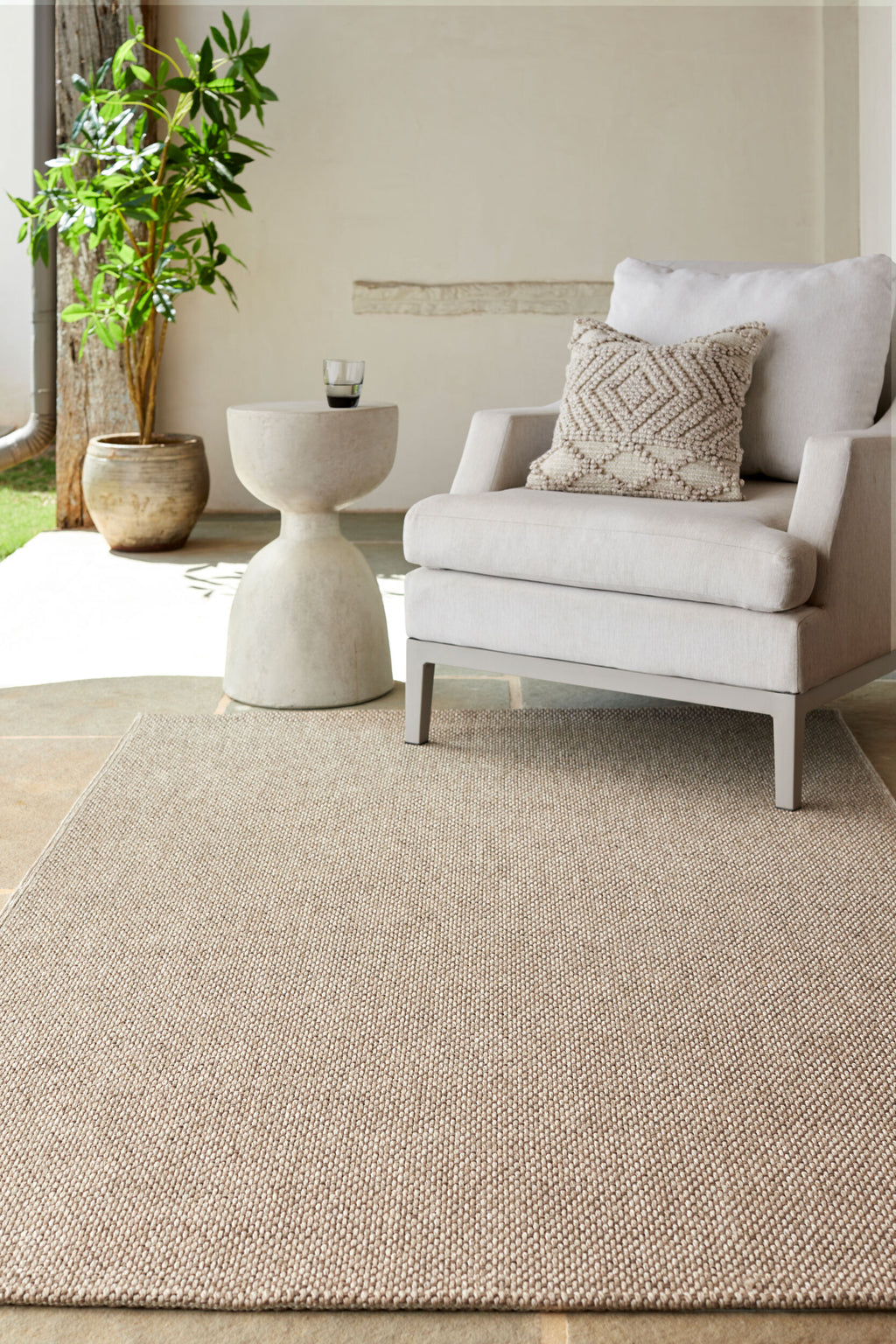 Birdie Indoor/Outdoor Rug styled in a room