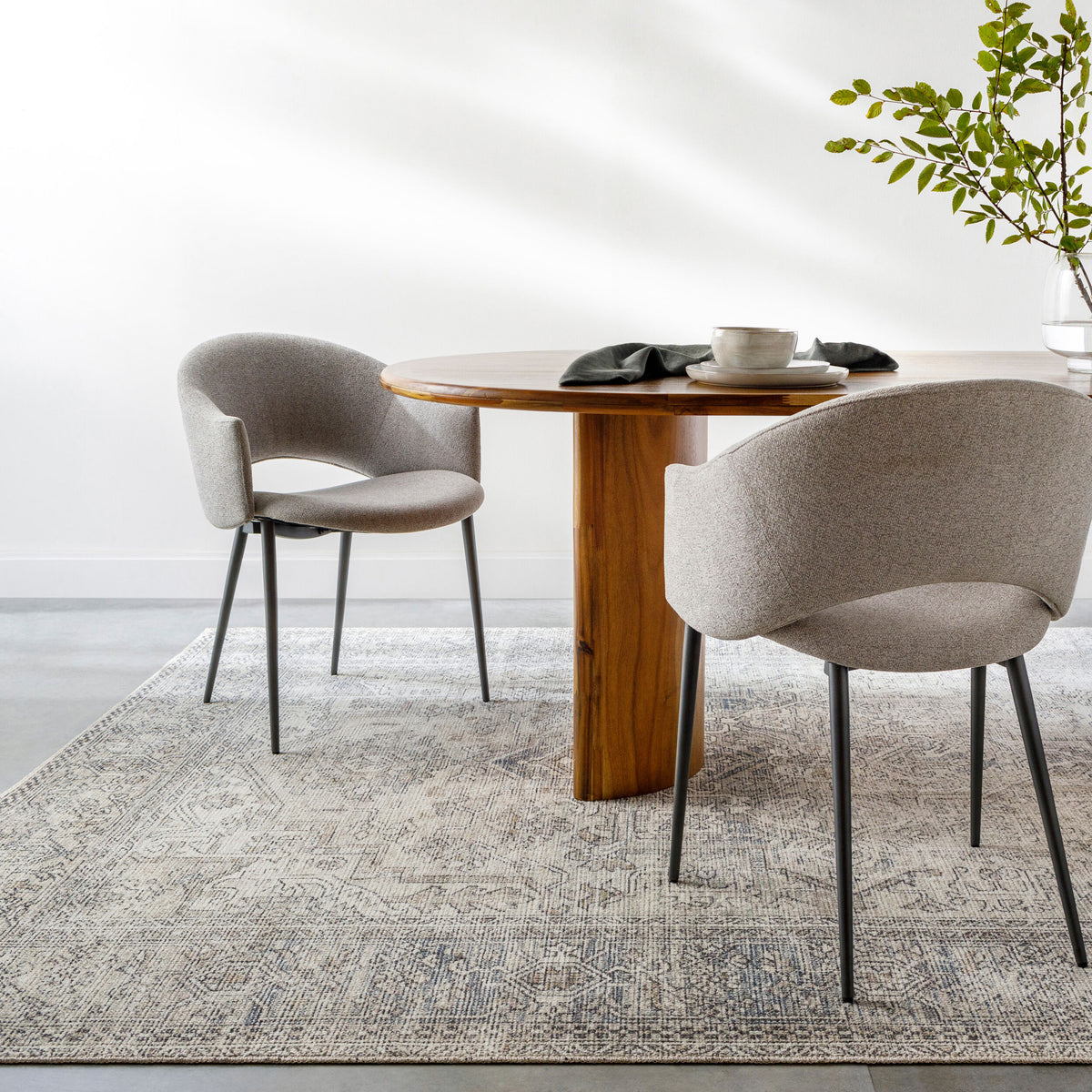 Margot Machine Woven Rug styled in a room