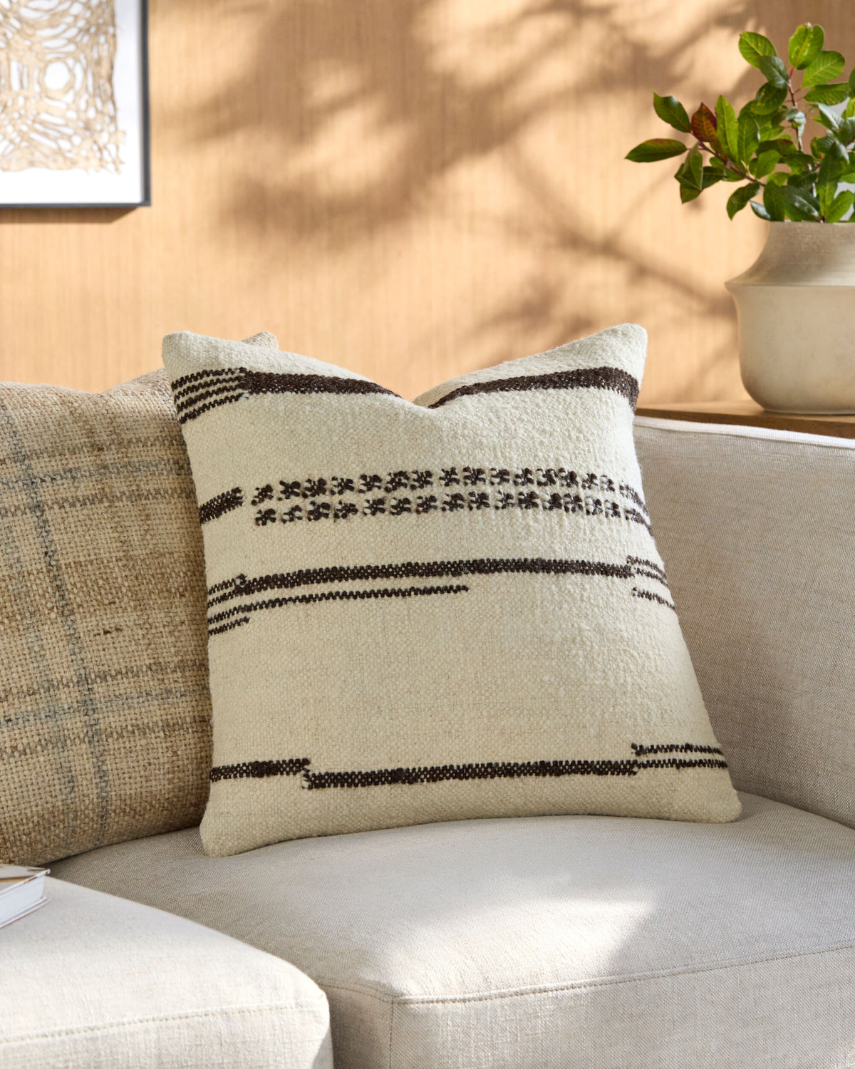 Solea Pillow in Ivory / Black by Surya - detail