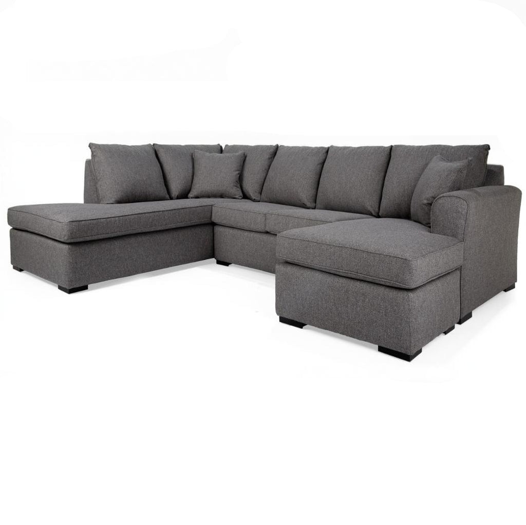 Gray sectional sofa on a white background