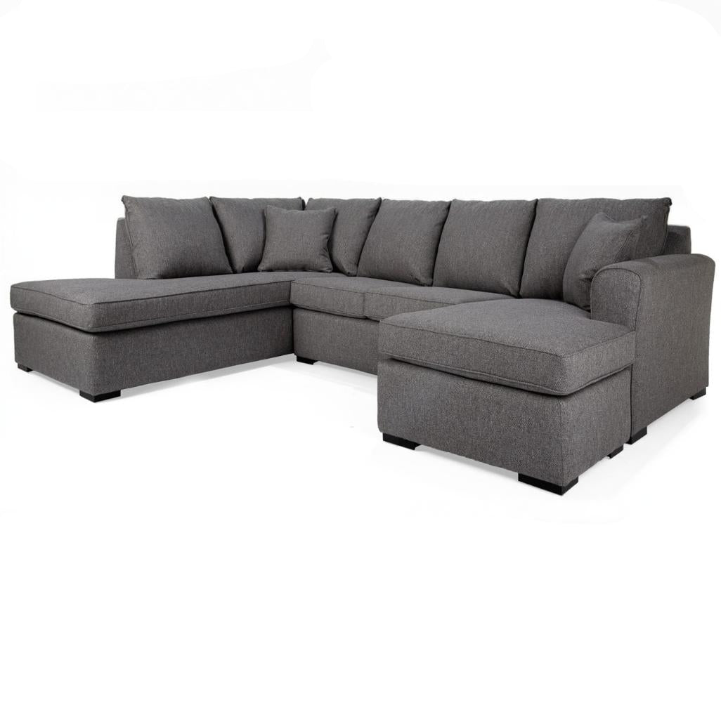 Gray sectional sofa on a white background