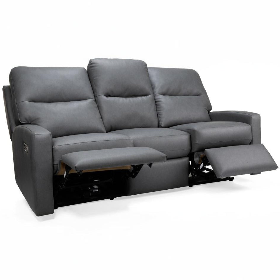 Gray reclining sofa on a white background