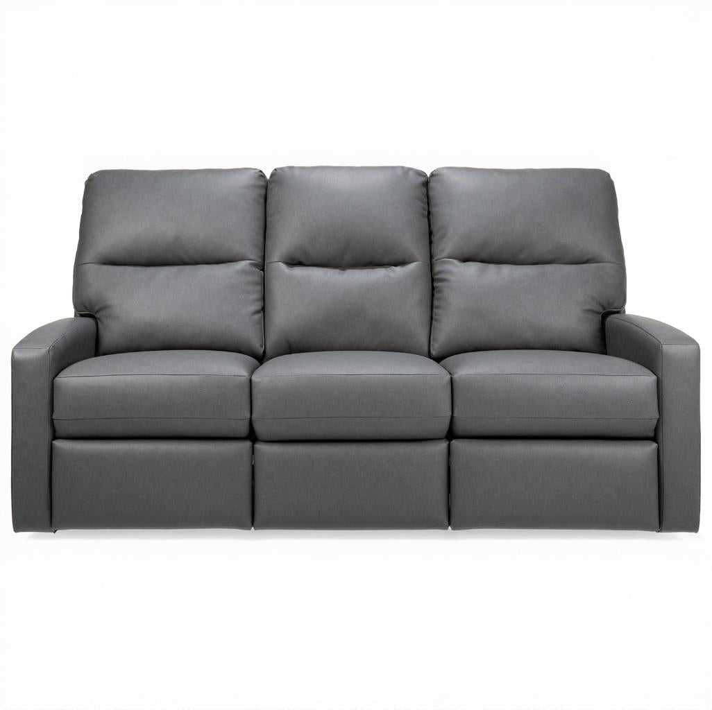 Gray leather sofa on a white background