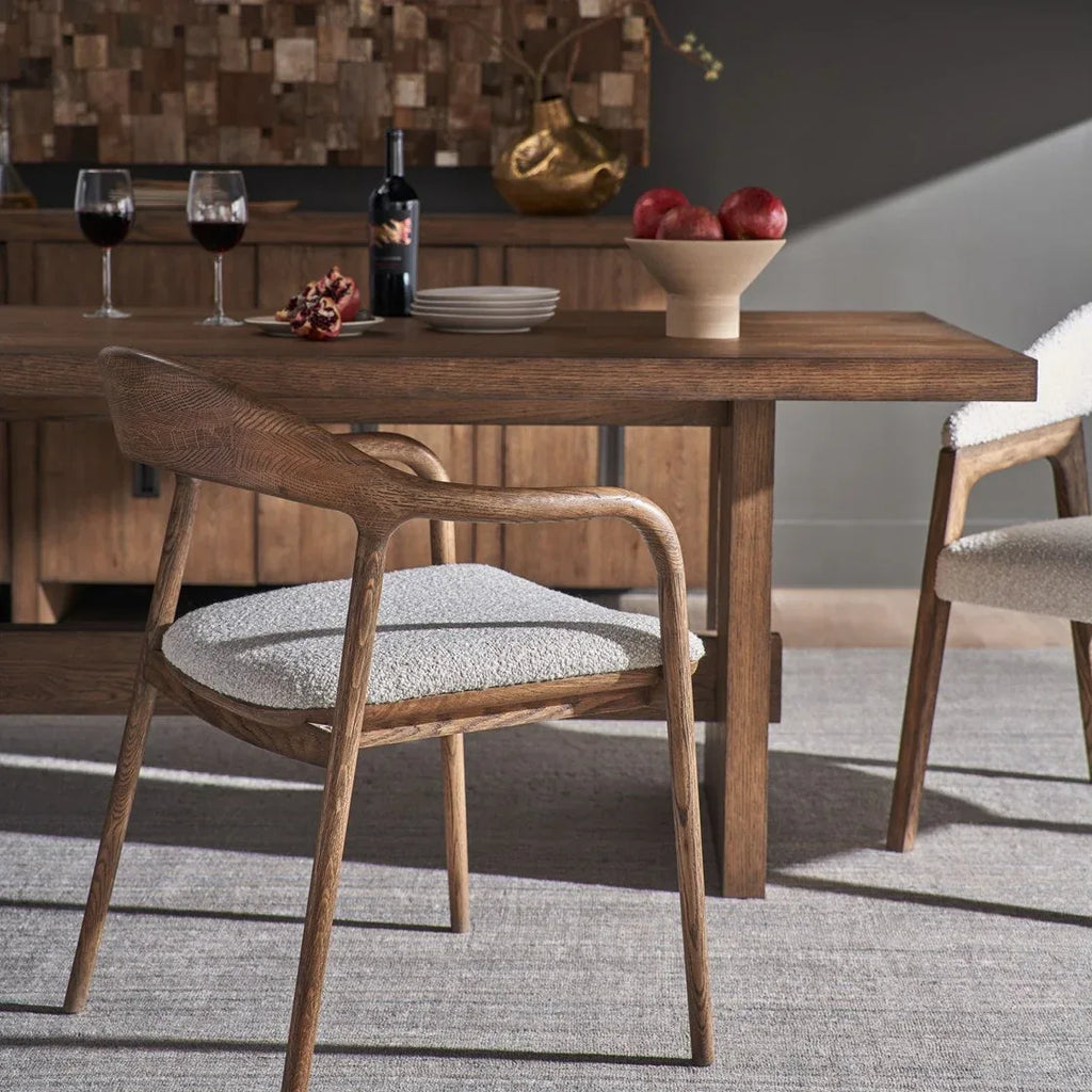 Dining table with chairs in a room setting