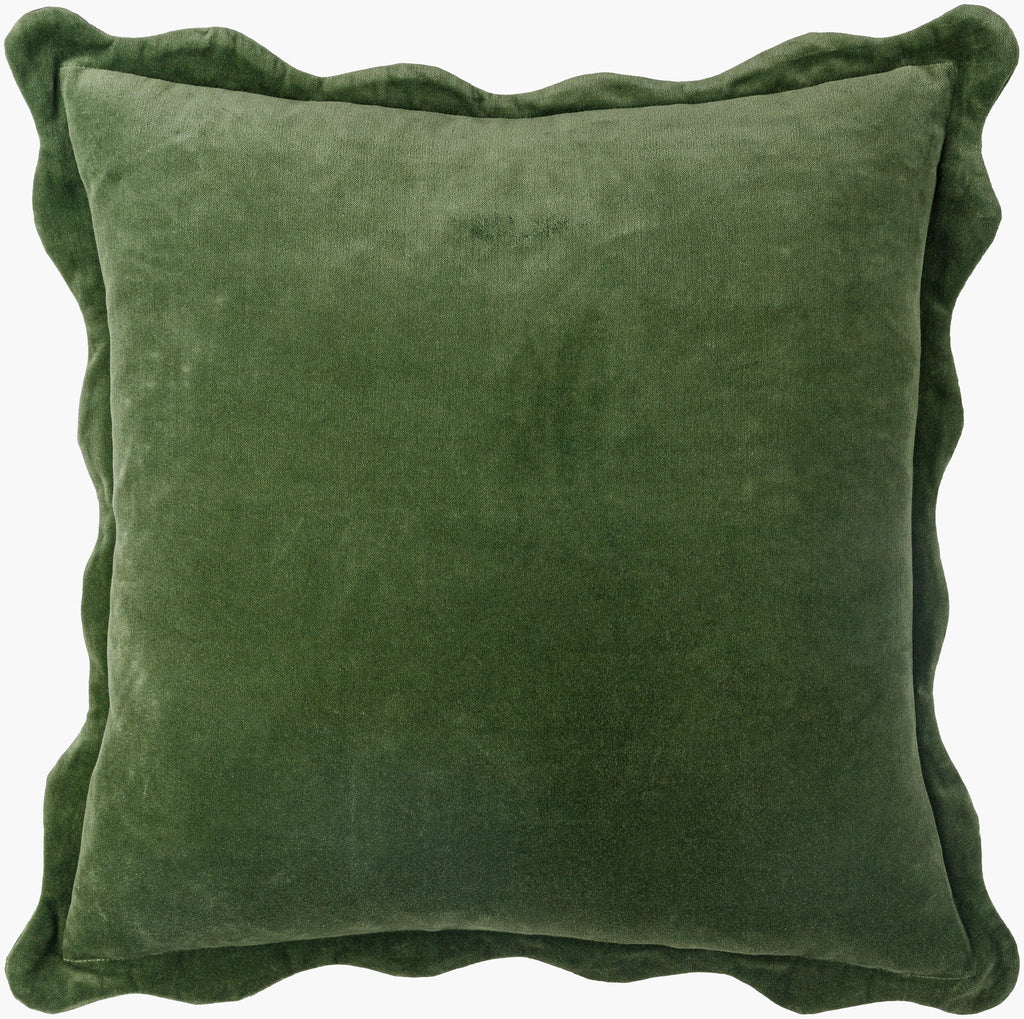 Effervescent Scalloped Pillow in Moss