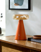 Mafra Cordless Mushroom Table Lamp styled in a room